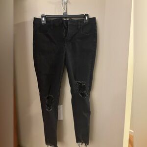 American Eagle Outfitters Black Jeggings Distressed Stretch high rise 8 short